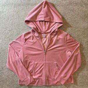 Juicy Couture pink velour track jacket womens zip up size 1X *stain on sleeve